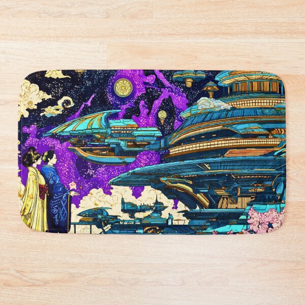 Item preview, Space Diplomat Ukiyo-e | Japanese Woodblock Starship Art | Sci-Fi Temple Station Print designed and sold by Vandy Fullam.