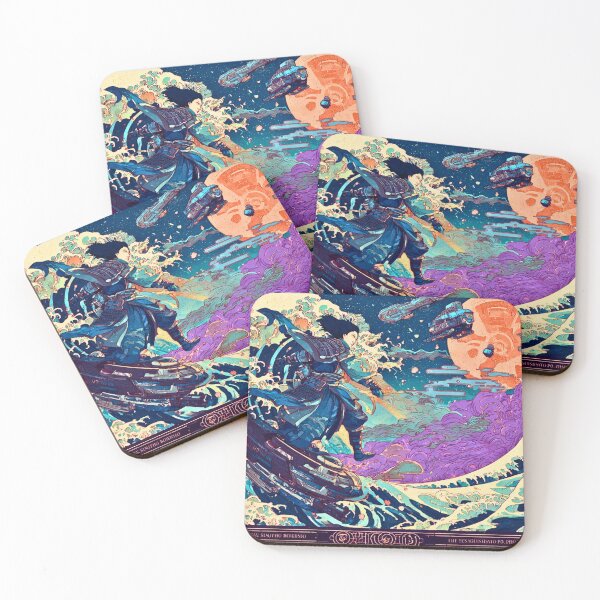 Item preview, Space Samurai Cosmic Wave Ukiyo-e | Japanese Woodblock Sci-Fi Battle Art | Hokusai Great Wave Inspired designed and sold by Vandy Fullam.