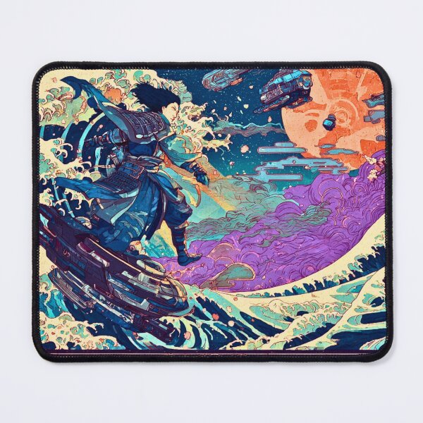 Item preview, Space Samurai Cosmic Wave Ukiyo-e | Japanese Woodblock Sci-Fi Battle Art | Hokusai Great Wave Inspired designed and sold by Vandy Fullam.