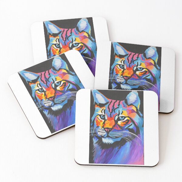 Item preview, Neon Bobcat – Rainbow Pop Art Portrait designed and sold by xRoarAndPawArtx.