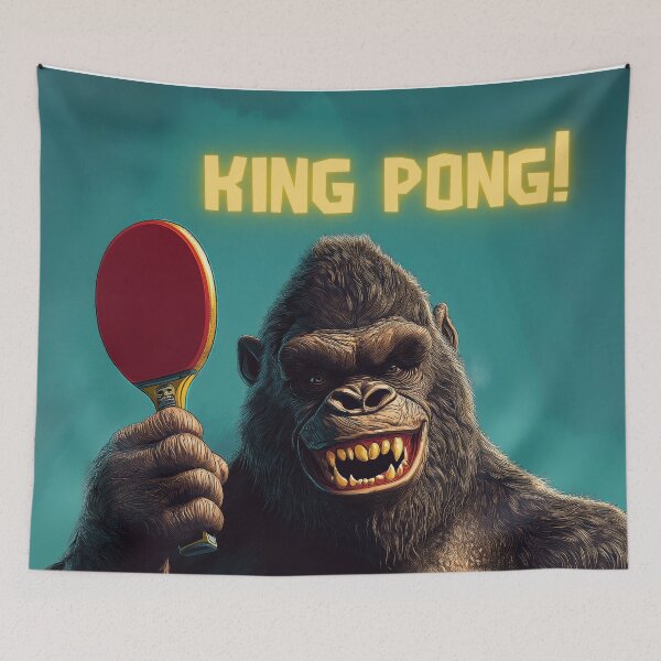 Item preview, King Pong Table tennis funny illustration  designed and sold by Thunderg1rl.
