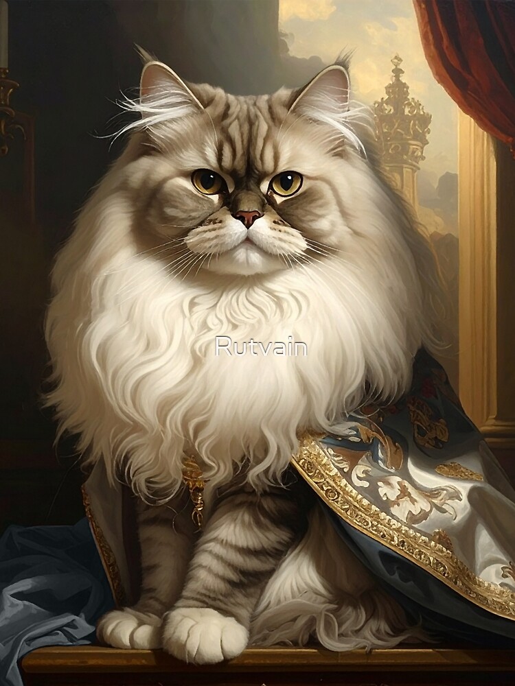 Thumbnail 3 of 3, Scarf, Royal Persian Cat Renaissance Portrait designed and sold by Rutvain.