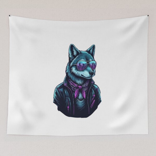 Item preview, Synthwave Wolf - Retro Outrun Streetwear designed and sold by RetroRascalStudio.