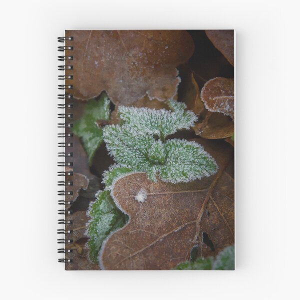 Item preview, Frozen White Frost on Green and Brown Leaves designed and sold by ShotsbyDesiree.