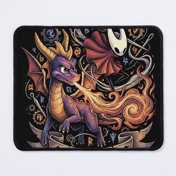 Item preview, Spyro the Dragon and Hornet from Silksong Mischievous Hero – Wings Glide Fire Attack Pose designed and sold by Senpaiwaves.