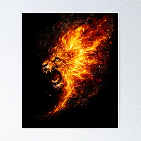Item preview, Flaming Lion Head T-Shirt – Fiery Roaring Lion Streetwear Design designed and sold by AlishaStudio.