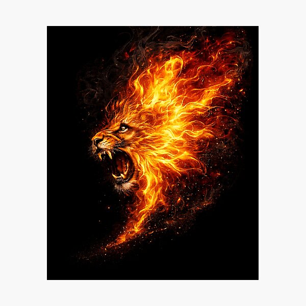 Item preview, Flaming Lion Head T-Shirt – Fiery Roaring Lion Streetwear Design designed and sold by AlishaStudio.