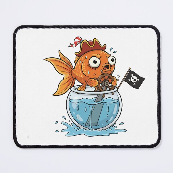 Item preview, Pirate Goldfish Sailing in Fishbowl Funny designed and sold by arossvy.