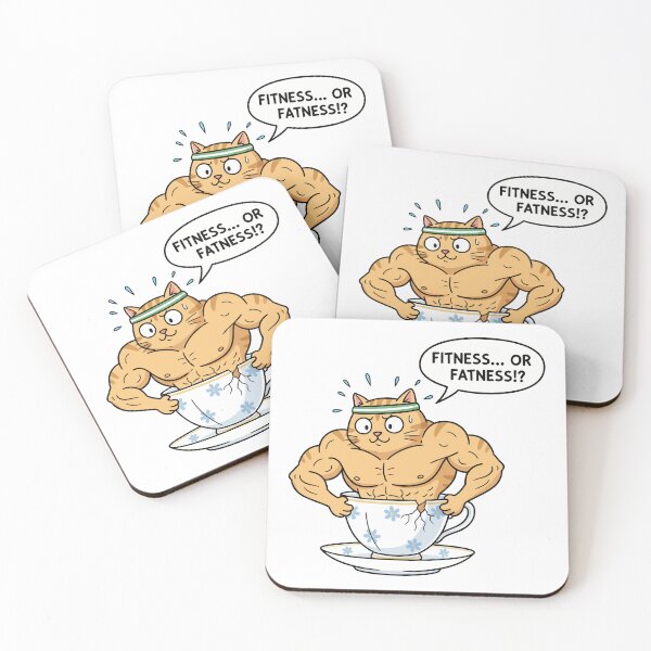 Item preview, Buff Cat Fitness vs Fatness Funny Teacup designed and sold by arossvy.