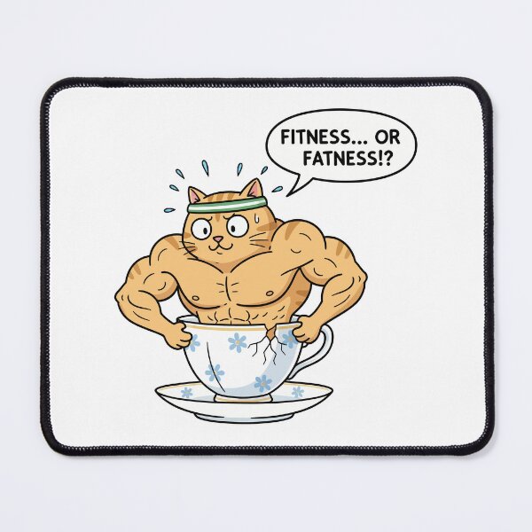 Item preview, Buff Cat Fitness vs Fatness Funny Teacup designed and sold by arossvy.