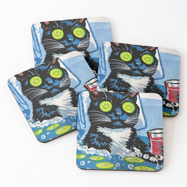 Item preview, Cucumber Eye Cat – Spa Cocktail Pop Art designed and sold by xRoarAndPawArtx.