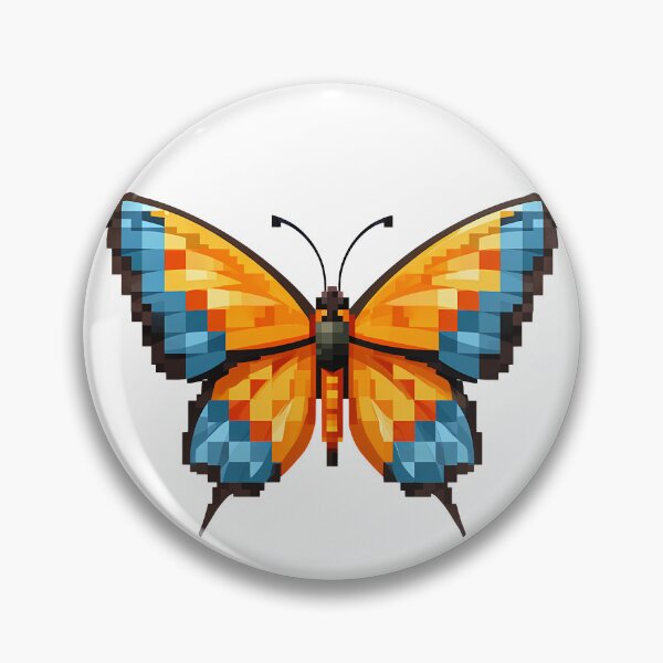Item preview, Minecraft Pixel Butterfly - Cute Blocky Orange Blue Art Print designed and sold by DesignArtist.ia.