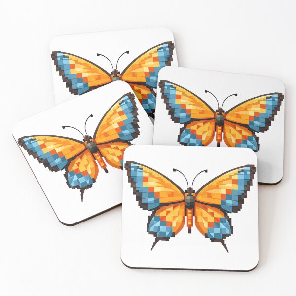 Item preview, Minecraft Pixel Butterfly - Cute Blocky Orange Blue Art Print designed and sold by DesignArtist.ia.
