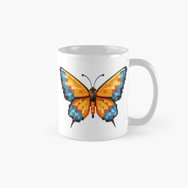 Item preview, Minecraft Pixel Butterfly - Cute Blocky Orange Blue Art Print designed and sold by DesignArtist.ia.