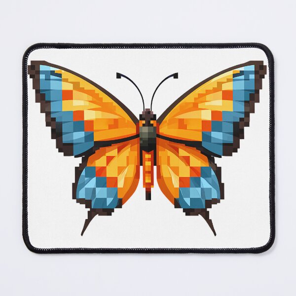 Item preview, Minecraft Pixel Butterfly - Cute Blocky Orange Blue Art Print designed and sold by DesignArtist.ia.