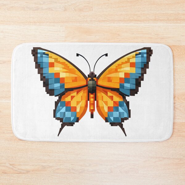 Item preview, Minecraft Pixel Butterfly - Cute Blocky Orange Blue Art Print designed and sold by DesignArtist.ia.
