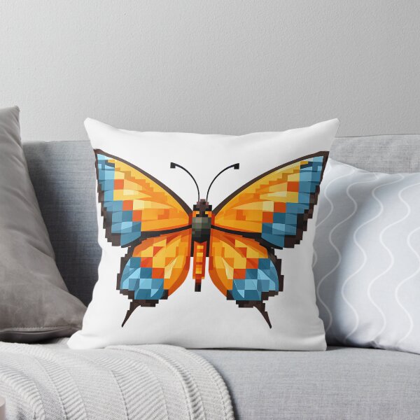 Item preview, Minecraft Pixel Butterfly - Cute Blocky Orange Blue Art Print designed and sold by DesignArtist.ia.