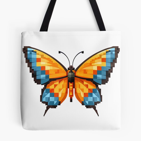 Item preview, Minecraft Pixel Butterfly - Cute Blocky Orange Blue Art Print designed and sold by DesignArtist.ia.