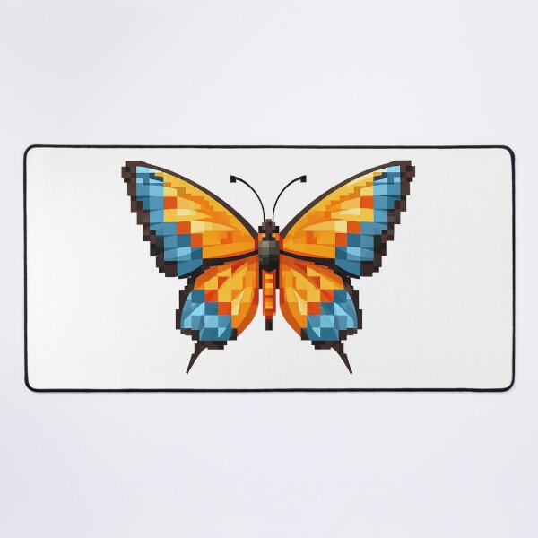Item preview, Minecraft Pixel Butterfly - Cute Blocky Orange Blue Art Print designed and sold by DesignArtist.ia.