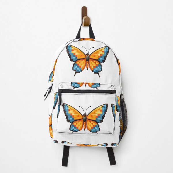 Item preview, Minecraft Pixel Butterfly - Cute Blocky Orange Blue Art Print designed and sold by DesignArtist.ia.