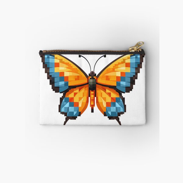 Item preview, Minecraft Pixel Butterfly - Cute Blocky Orange Blue Art Print designed and sold by DesignArtist.ia.