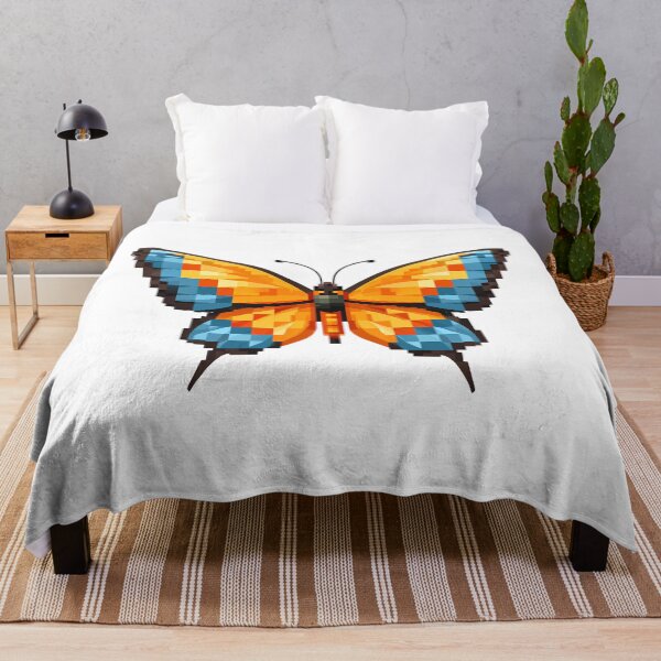 Item preview, Minecraft Pixel Butterfly - Cute Blocky Orange Blue Art Print designed and sold by DesignArtist.ia.