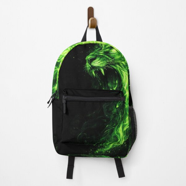 Item preview, Neon Green Flame Lion – Glowing Fire Roar Beast Graphic | Dark Aesthetic Streetwear Design designed and sold by AlishaStudio.