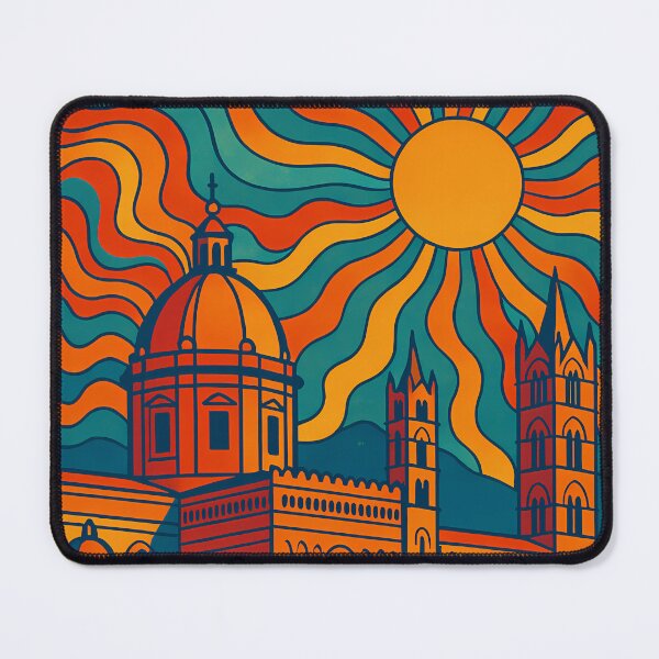 Item preview, Trippy Psychedelic Poster of Palermo | Neon Sicilian Skyline | Surreal Italian Cityscape Art designed and sold by PaintedPixels01.