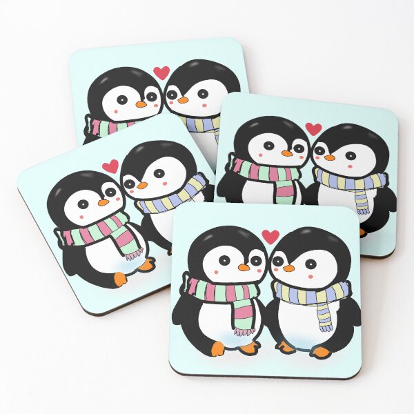 Item preview, Cute Penguin Couple in Winter Scarves | Kawaii Love Art designed and sold by HopeAndHustle.