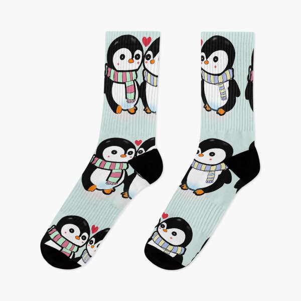 Item preview, Cute Penguin Couple in Winter Scarves | Kawaii Love Art designed and sold by HopeAndHustle.