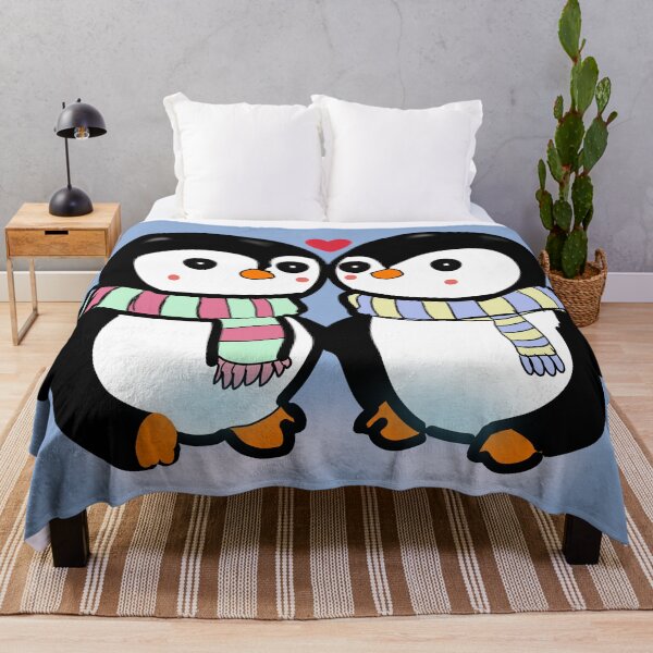 Item preview, Cute Penguin Couple in Winter Scarves | Kawaii Love Art designed and sold by HopeAndHustle.