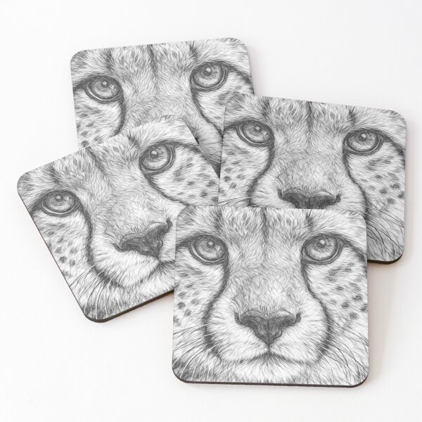 Item preview, Cheetah Pencil Sketch Portrait – Black and White Wildlife Drawing, Realistic Big Cat Art, Monochrome Safari Animal Illustration designed and sold by Leon Woods Pencil Art.