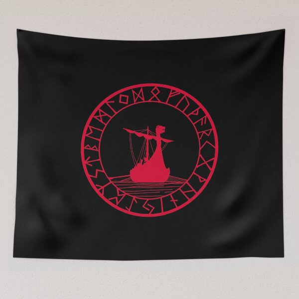 Item preview, Viking longship and compass (red) designed and sold by Lagueny.