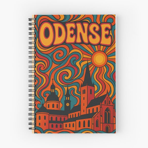 Item preview, Trippy Psychedelic Poster of Odense | Neon Fairytale Skyline | Surreal Danish Cityscape Art designed and sold by PaintedPixels01.