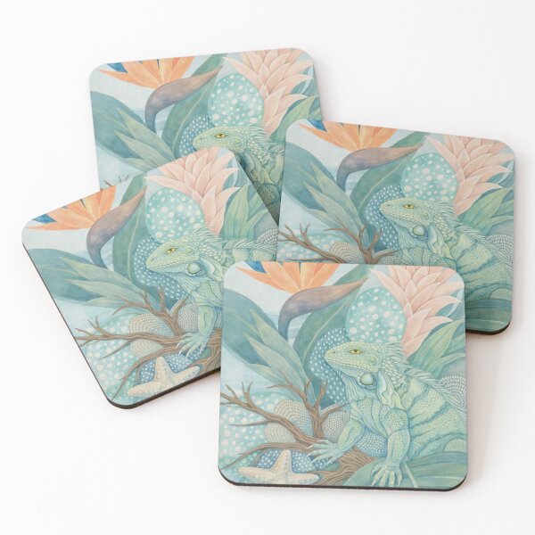 Item preview, Botanical Iguana | Vintage Tropical Coastal Wall Art designed and sold by Tiki Cove.
