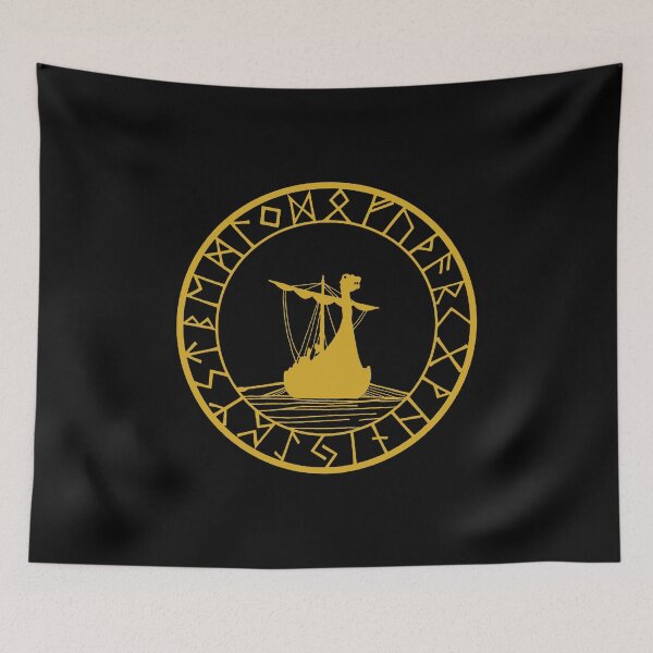Item preview, Viking longship and compass (yellow) designed and sold by Lagueny.