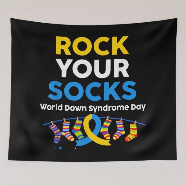 Item preview, Rock Your Socks World Down Syndrome Day Awareness Ribbon Colorful Socks Art designed and sold by GenioFin.