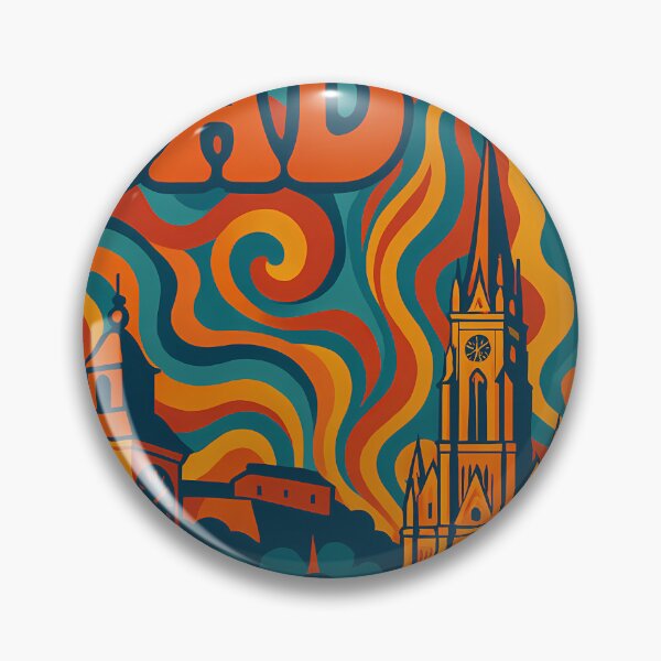 Item preview, Trippy Psychedelic Poster of Novi Sad | Neon Petrovaradin Fortress Skyline | Surreal Serbian Cityscape Art designed and sold by PaintedPixels01.