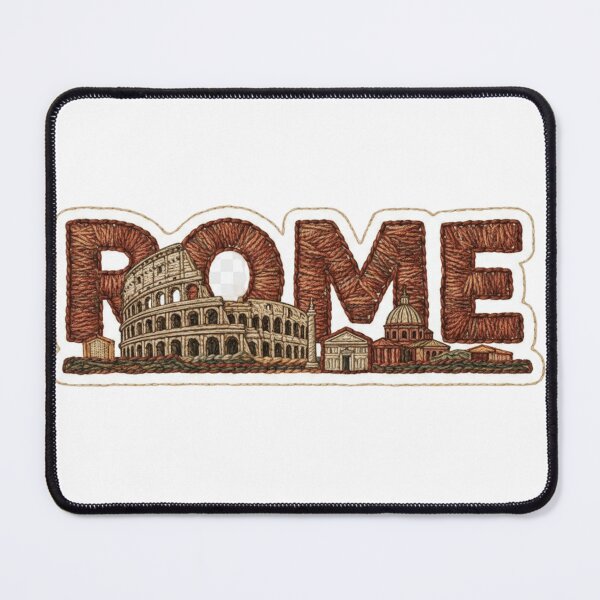 Item preview, Rome Stitched Heritage – Embroidered Skyline Poster Sticker designed and sold by Imaginarium of Chaos falcon88 .
