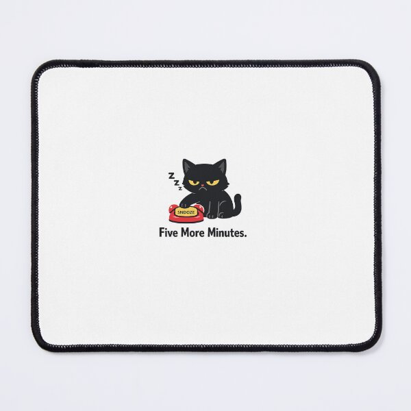 Item preview, Five More Minutes – Grumpy Black Cat Snooze Funny Minimalist T-Shirt designed and sold by Doodlynx.
