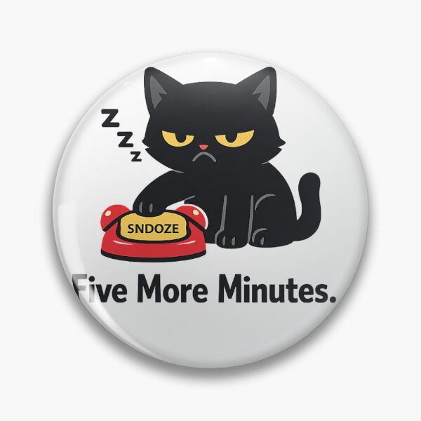 Item preview, Five More Minutes – Grumpy Black Cat Snooze Funny Minimalist T-Shirt designed and sold by Doodlynx.