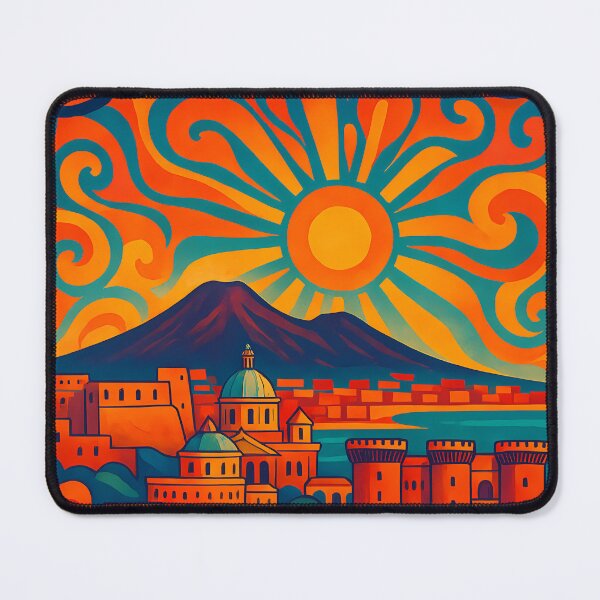 Item preview, Trippy Psychedelic Poster of Naples | Neon Bay & Mount Vesuvius Skyline | Surreal Italian Cityscape Art designed and sold by PaintedPixels01.