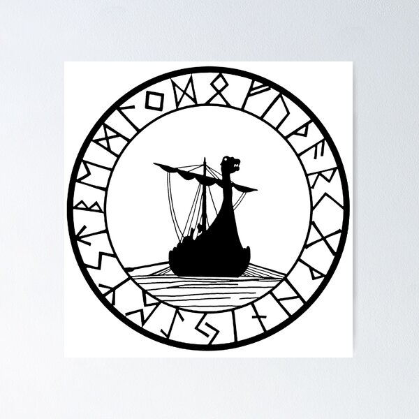 Item preview, Viking longship and compass (black) designed and sold by Lagueny.