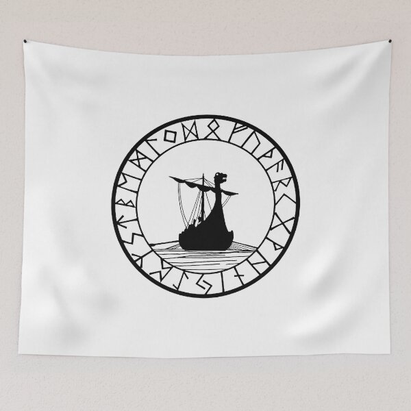 Item preview, Viking longship and compass (black) designed and sold by Lagueny.