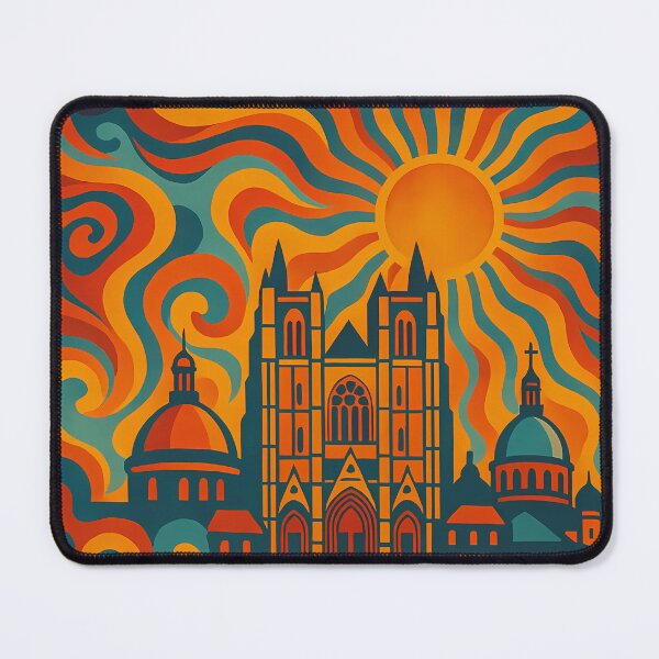 Item preview, Trippy Psychedelic Poster of Nantes | Neon Château des Ducs Skyline | Surreal French Cityscape Art designed and sold by PaintedPixels01.