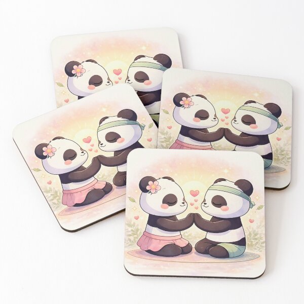 Item preview, Zen Morning Pandas - Kawaii Yoga Panda Couple. designed and sold by Lylysun.