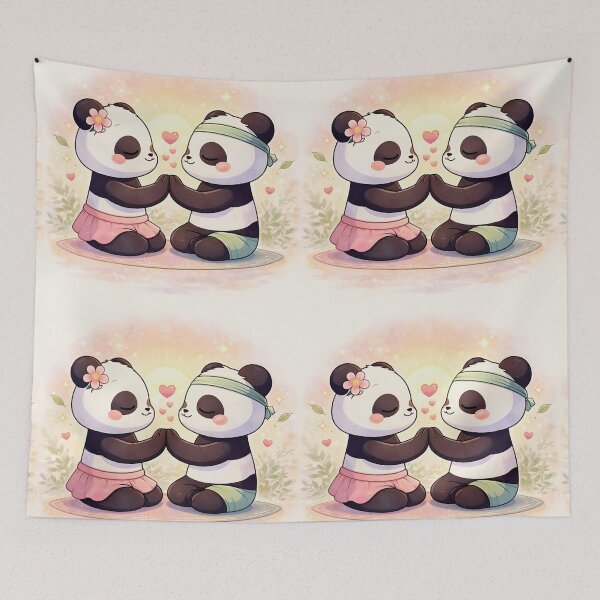 Item preview, Zen Morning Pandas - Kawaii Yoga Panda Couple. designed and sold by Lylysun.