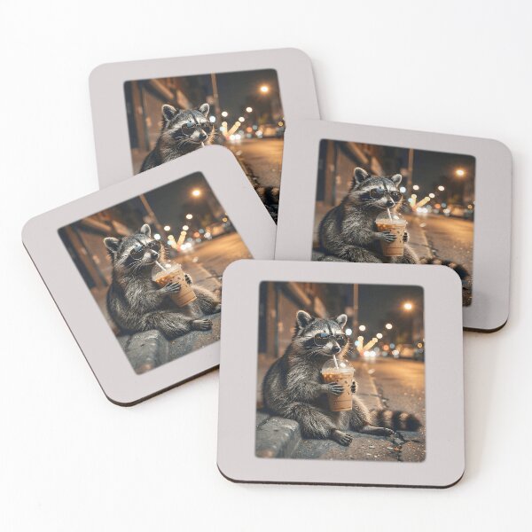 Item preview, Raccoon Drinking Iced Coffee Funny Animal Meme Men Women  designed and sold by MabelWells.
