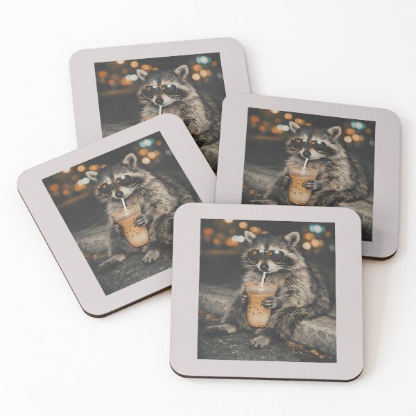 Item preview, Raccoon Drinking Iced Coffee Funny Animal Meme Men Women  designed and sold by MabelWells.