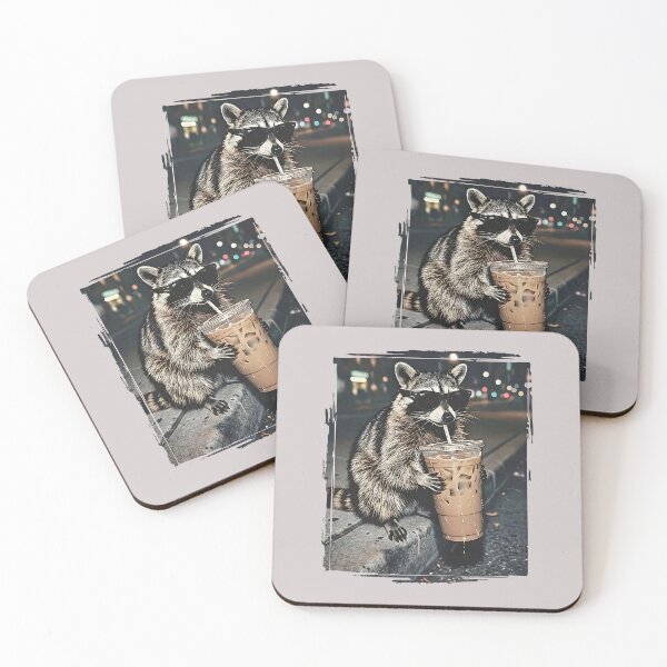 Item preview, Raccoon Drinking Iced Coffee Funny Animal Meme Men Women designed and sold by MabelWells.